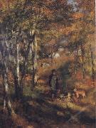 Pierre Renoir The Painter Jules Le Coeur walking his Dogs in the Forest of Fontainebleau Spain oil painting artist
